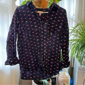 Merona Navy Pink Whale Button up
